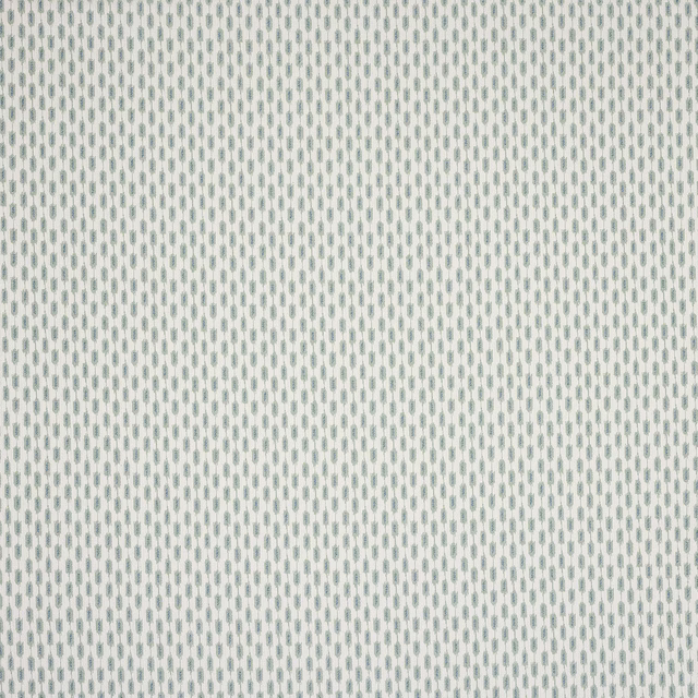 Close-up of pale aqua vertical motif on an ivory woven fabric