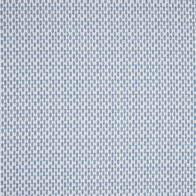 Pale blue small geometric weave on an off-white fabric ground