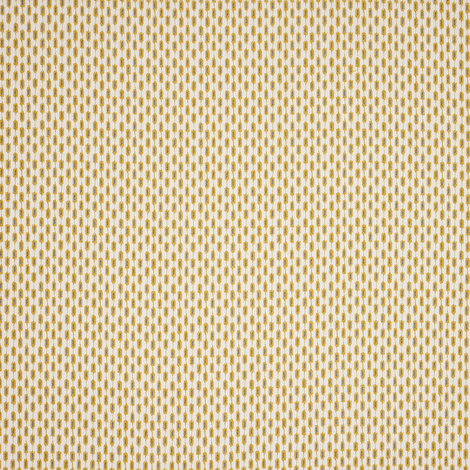 Cream fabric with tiny mustard-yellow geometric dots in a neat all-over repeat