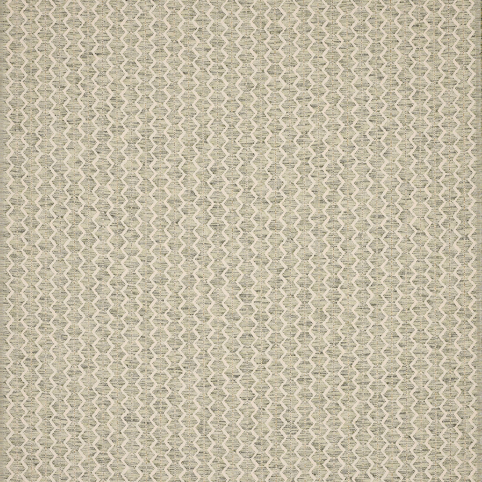 Close-up of soft sage green geometric woven fabric with zigzag stripe texture