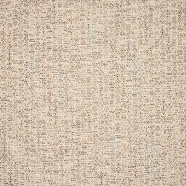 Close-up of pale natural geometric woven fabric with fine textured lattice pattern