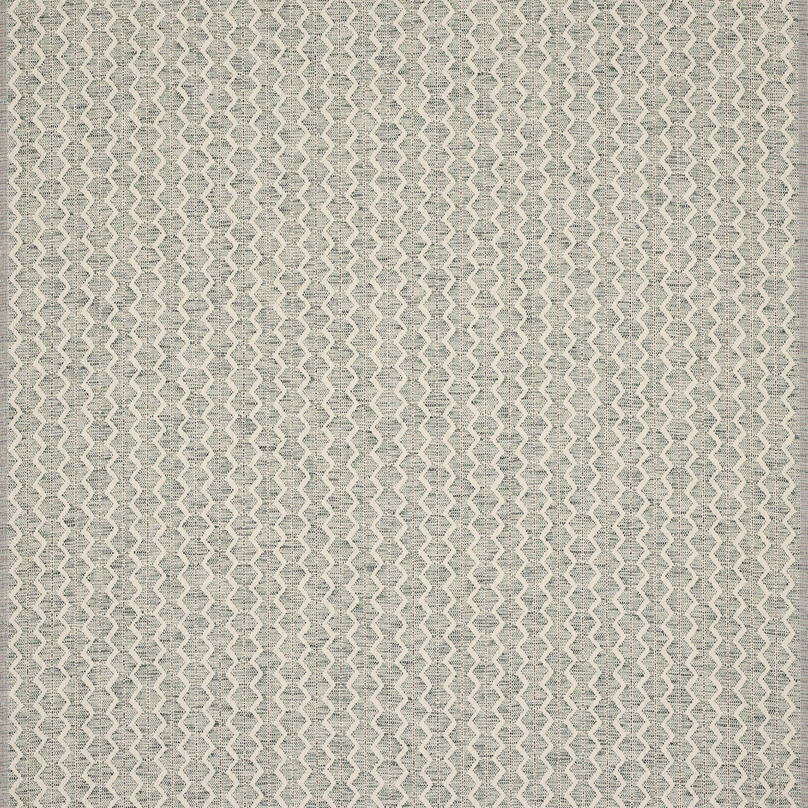 Pale teal and cream zigzag check woven fabric swatch with subtle texture