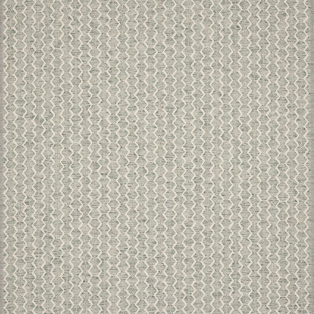 Pale teal and cream zigzag check woven fabric swatch with subtle texture