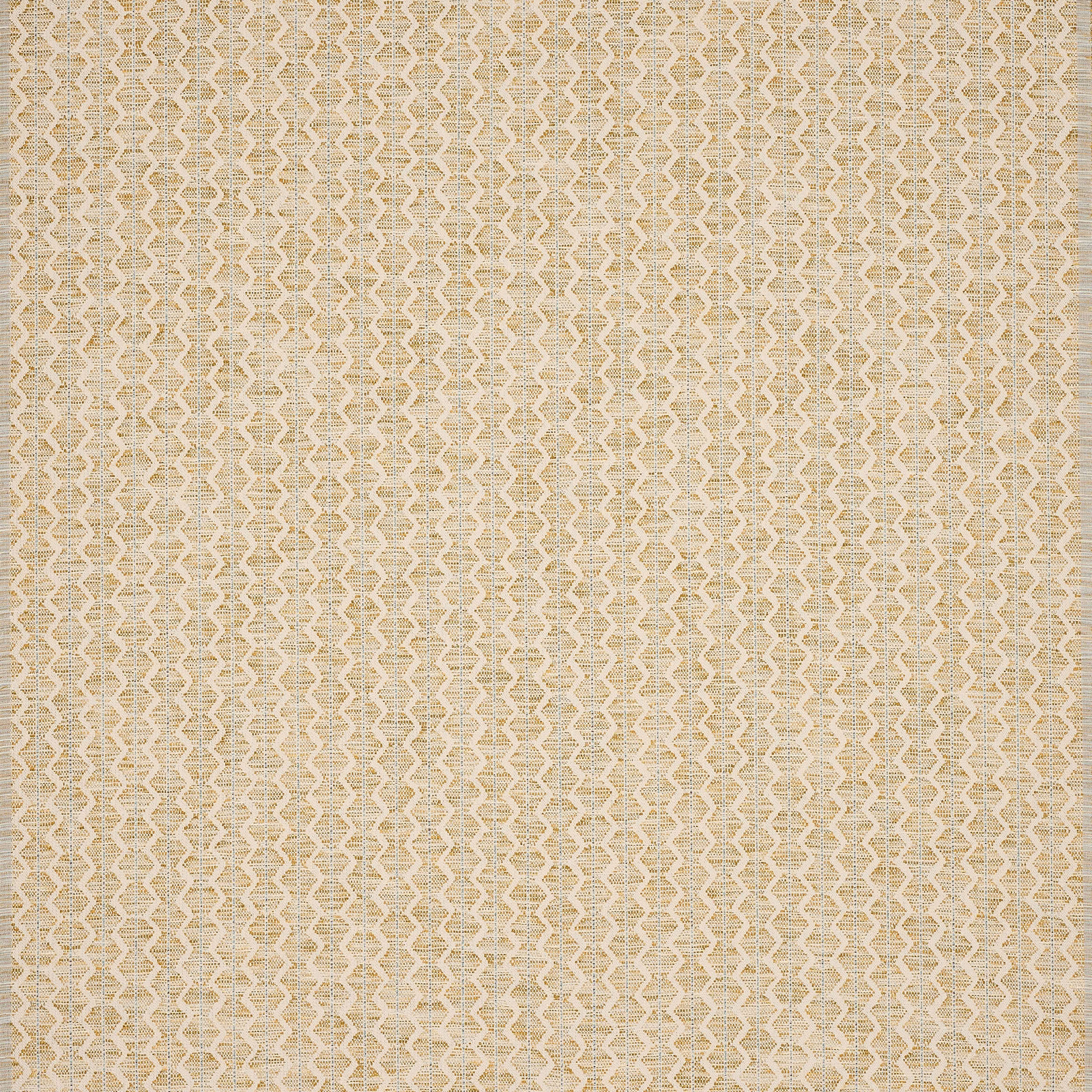 Pale yellow geometric woven fabric with a small zigzag lattice pattern