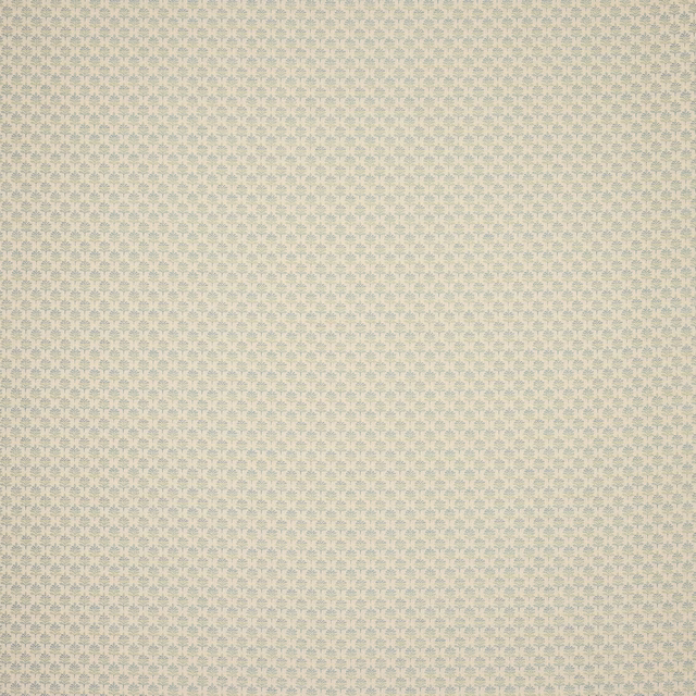 Pale aqua botanical repeat on a cream woven fabric swatch