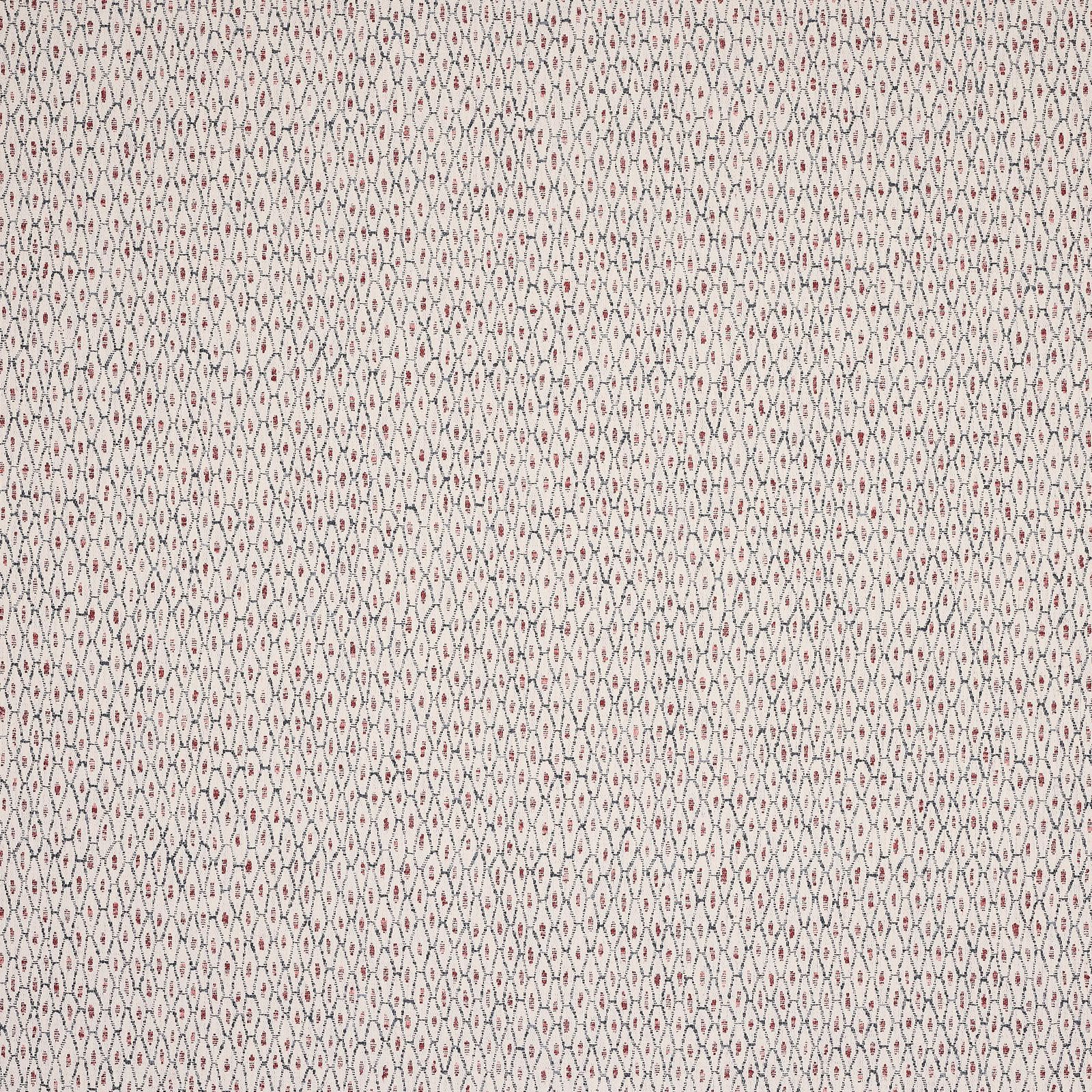 Cream fabric with tiny red and blue diamond geometric weave