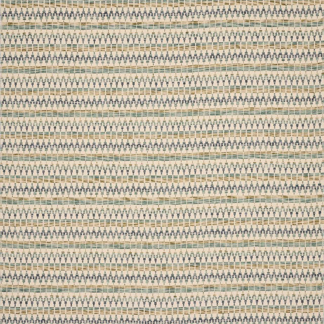 Small aqua-green geometric woven fabric on a pale cream ground