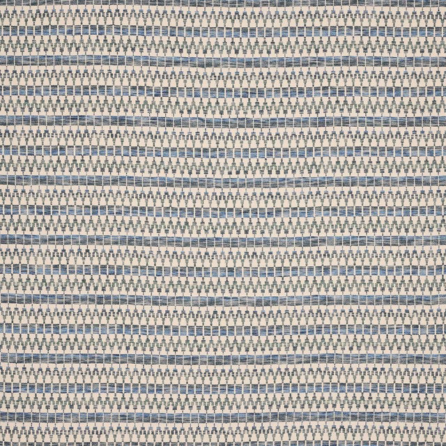 Small blue and ivory striped woven fabric with fine textured detailing