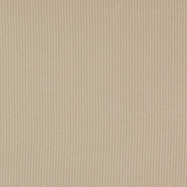Close-up of warm sand beige herringbone weave on a fine textured fabric swatch