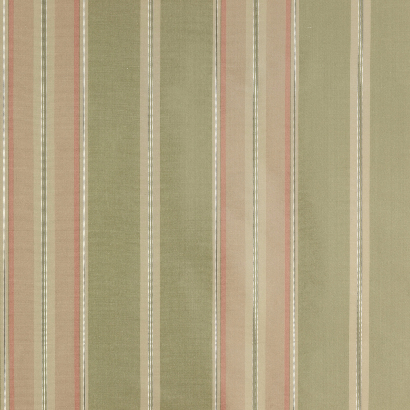 Vertical sage green and pink striped silk-cotton fabric with fine pinstripes