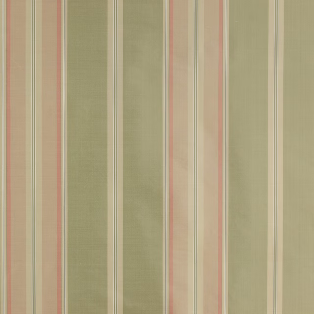 Vertical sage green and pink striped silk-cotton fabric with fine pinstripes