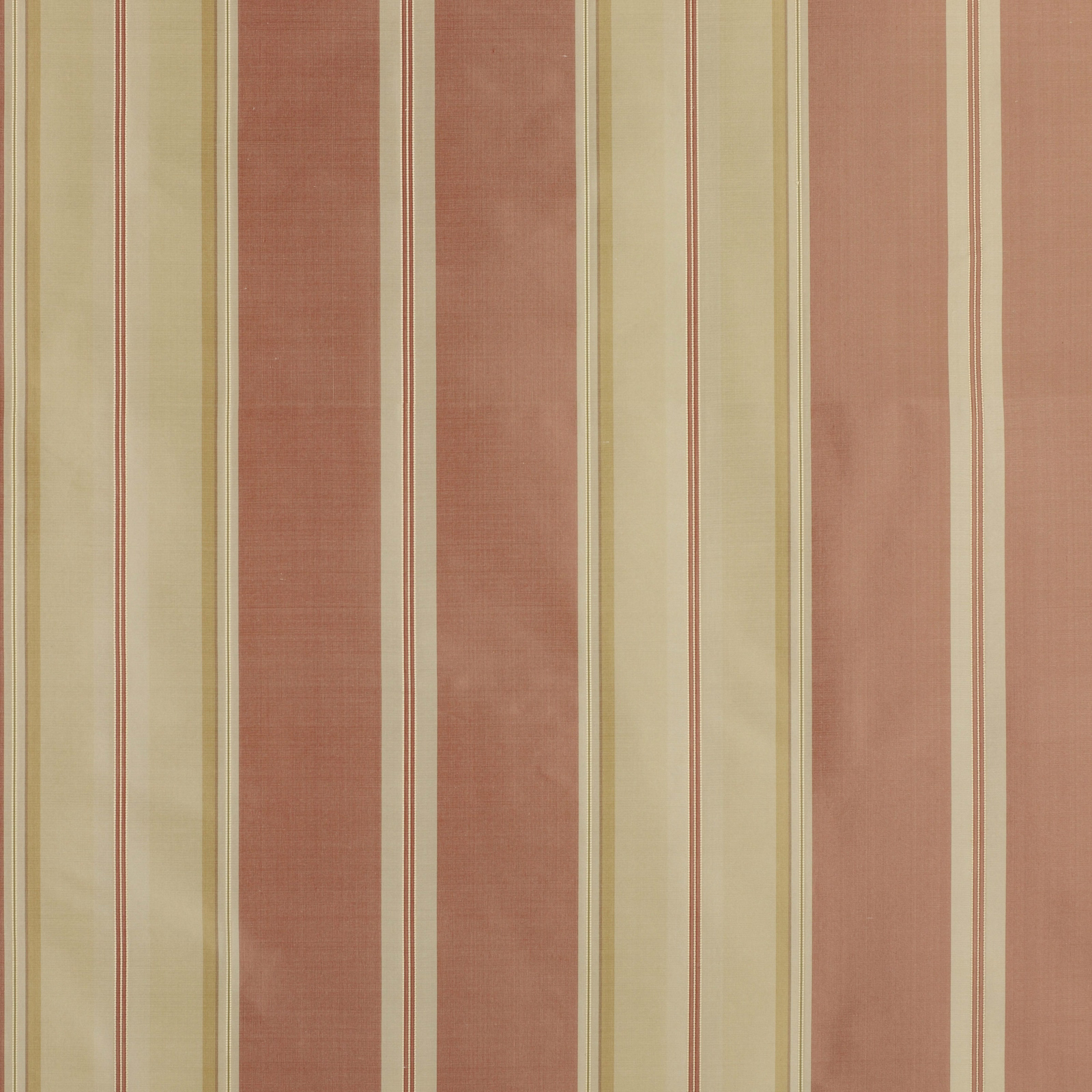 Vertical red and sand stripes on a silk-blend fabric swatch