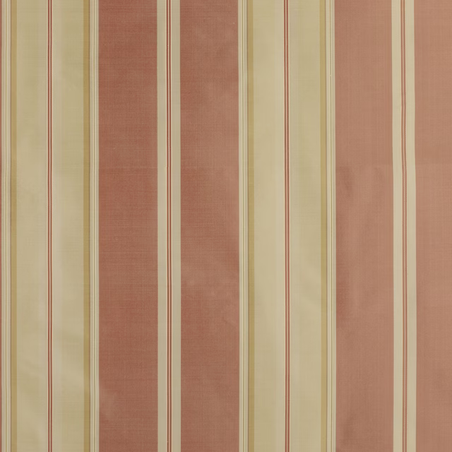 Vertical red and sand stripes on a silk-blend fabric swatch