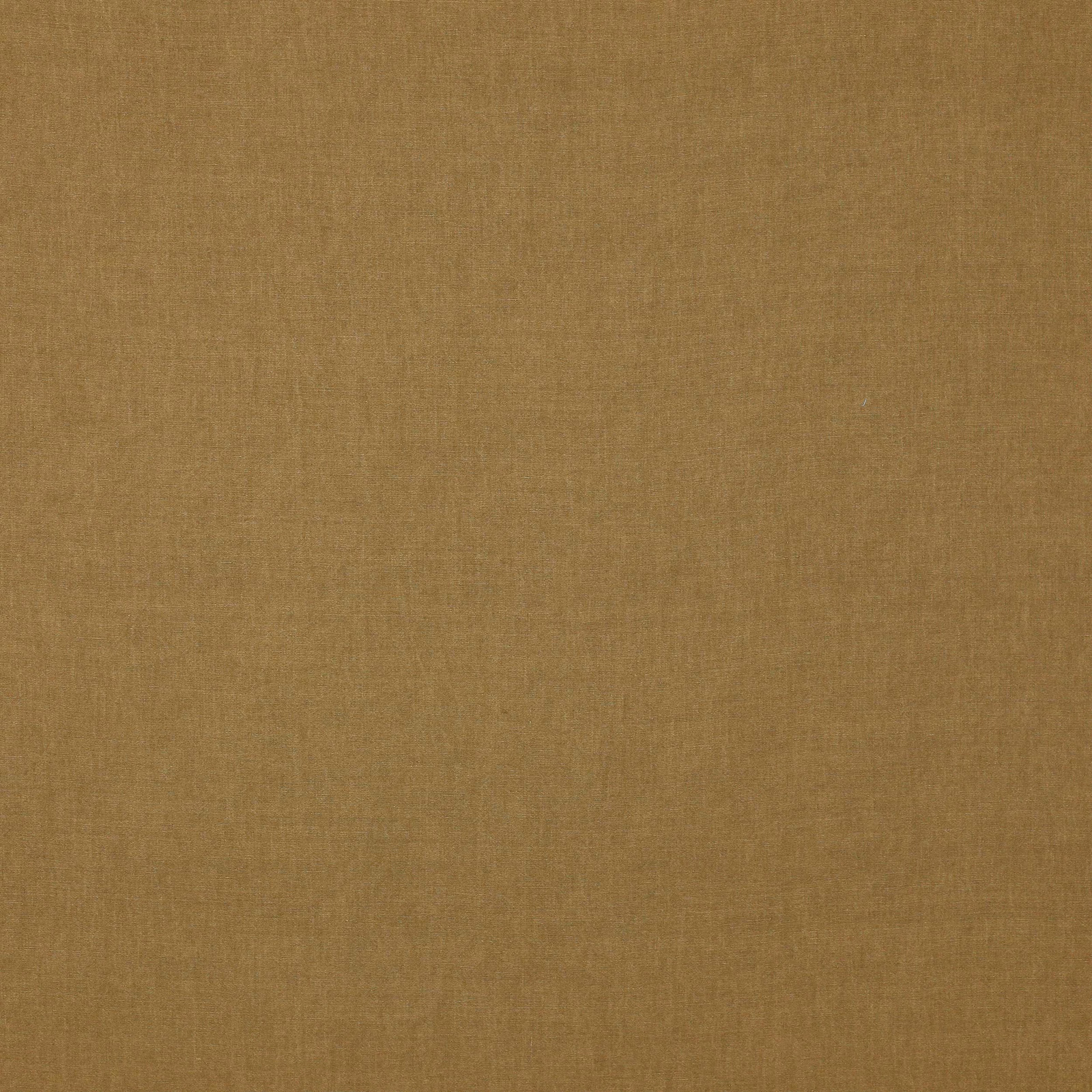 Warm camel brown plain-woven linen fabric swatch