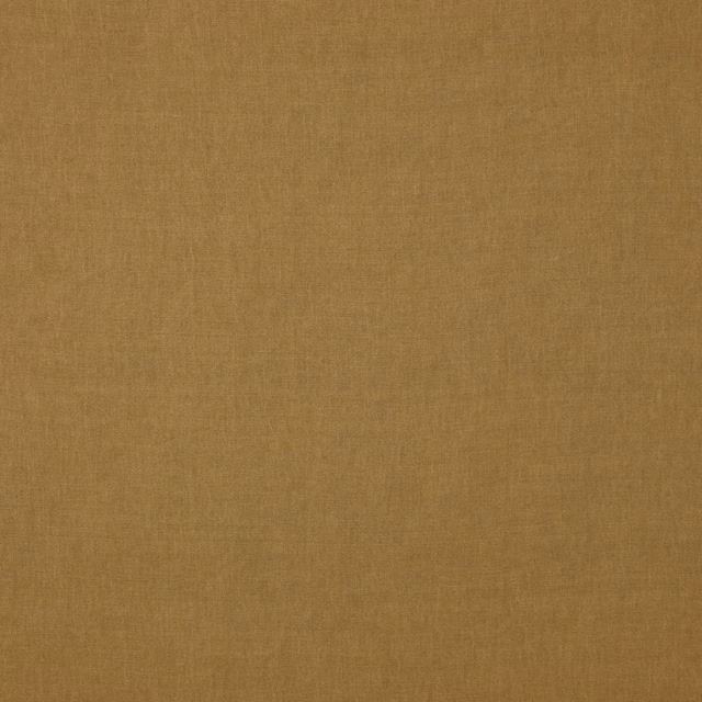 Warm camel brown plain-woven linen fabric swatch