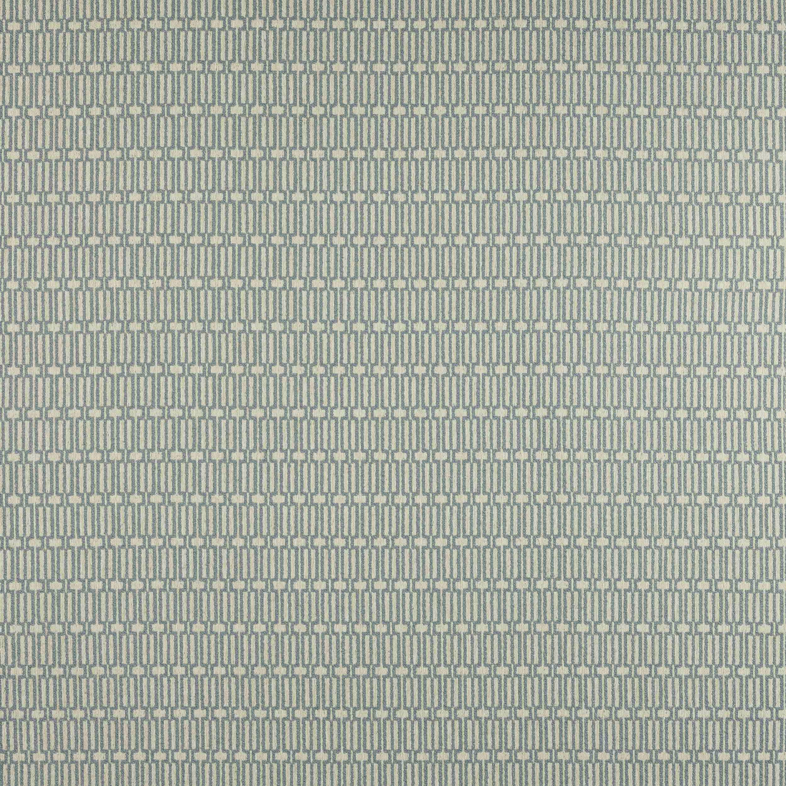 Pale aqua geometric woven fabric with small repeating vertical link motif