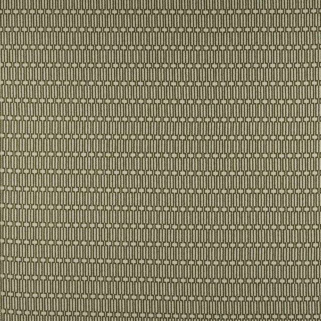 Close-up of small olive-brown geometric weave on a warm beige swatch