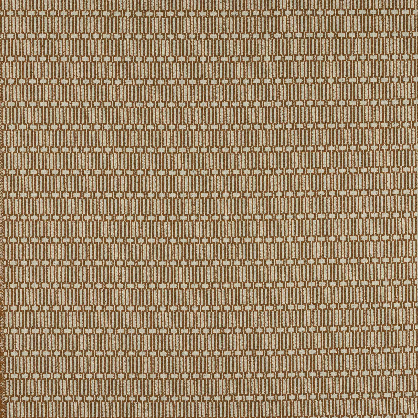 Small terracotta geometric weave on a pale ground