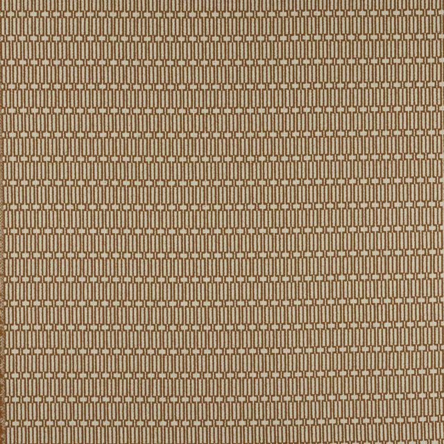 Small terracotta geometric weave on a pale ground