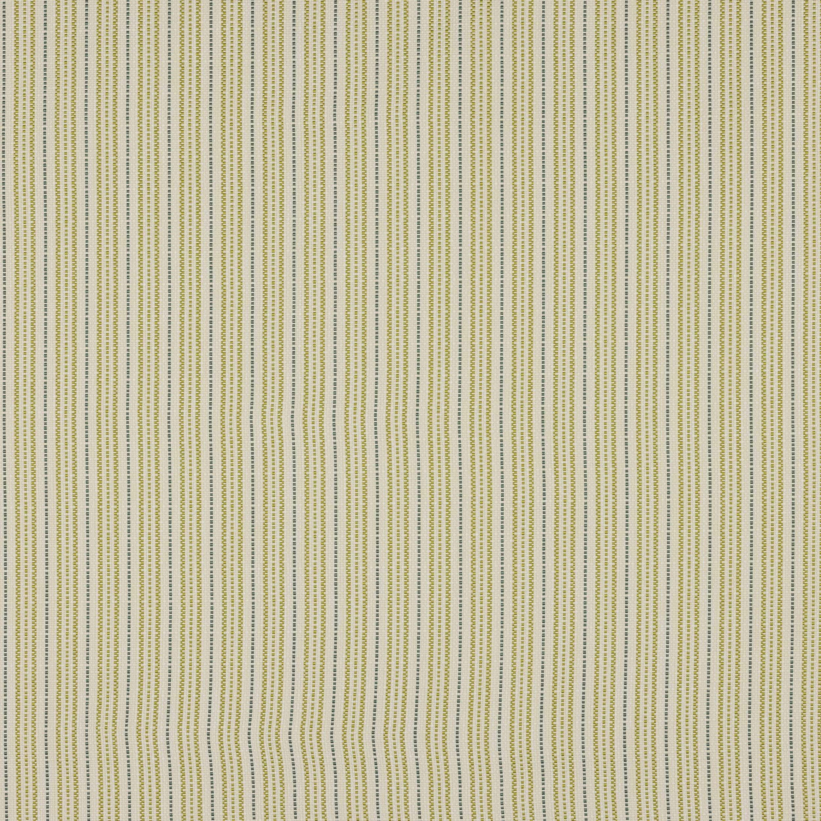 Fine vertical yellow and green pinstripes on a soft cream fabric swatch