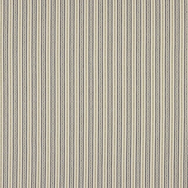 Cream fabric swatch with fine navy vertical pinstripes and a crisp woven texture
