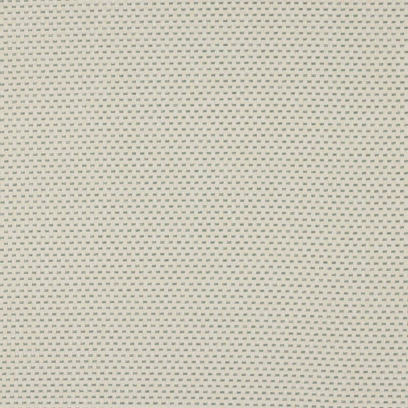 Pale celadon fabric with tiny geometric weave on a cream ground