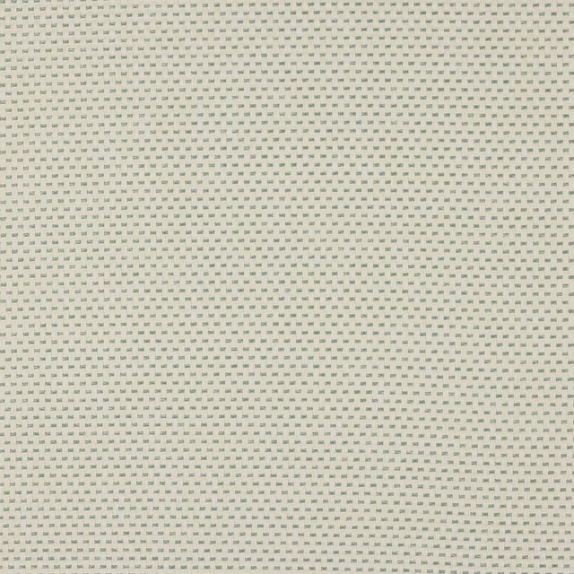 Pale celadon fabric with tiny geometric weave on a cream ground