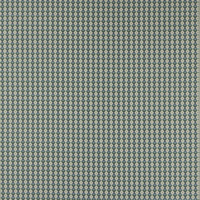 Small teal geometric dots and cream ground swatch with fine woven texture