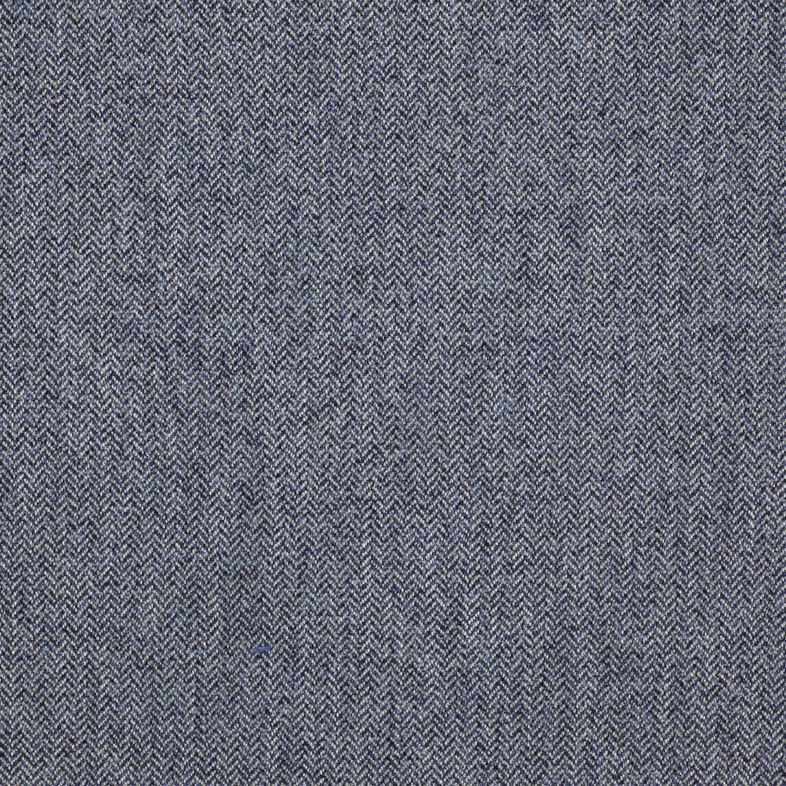Muted blue herringbone wool-blend fabric with fine textured weave