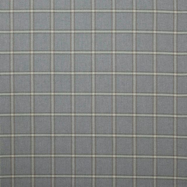 Soft aqua plaid fabric with fine pale checks and a matte woven texture