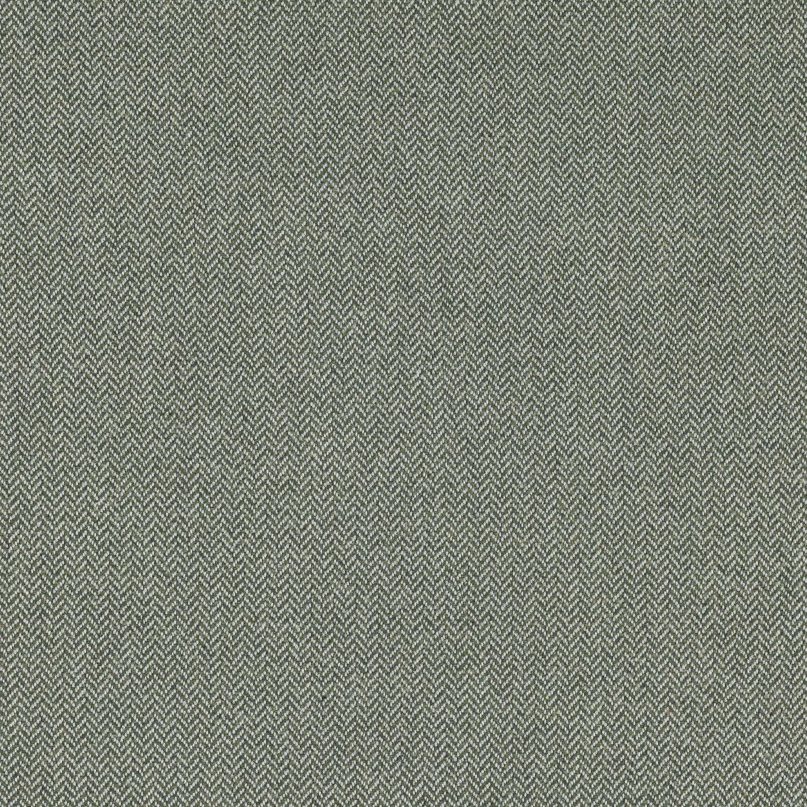 Close-up of muted sage green herringbone fabric with a finely textured weave