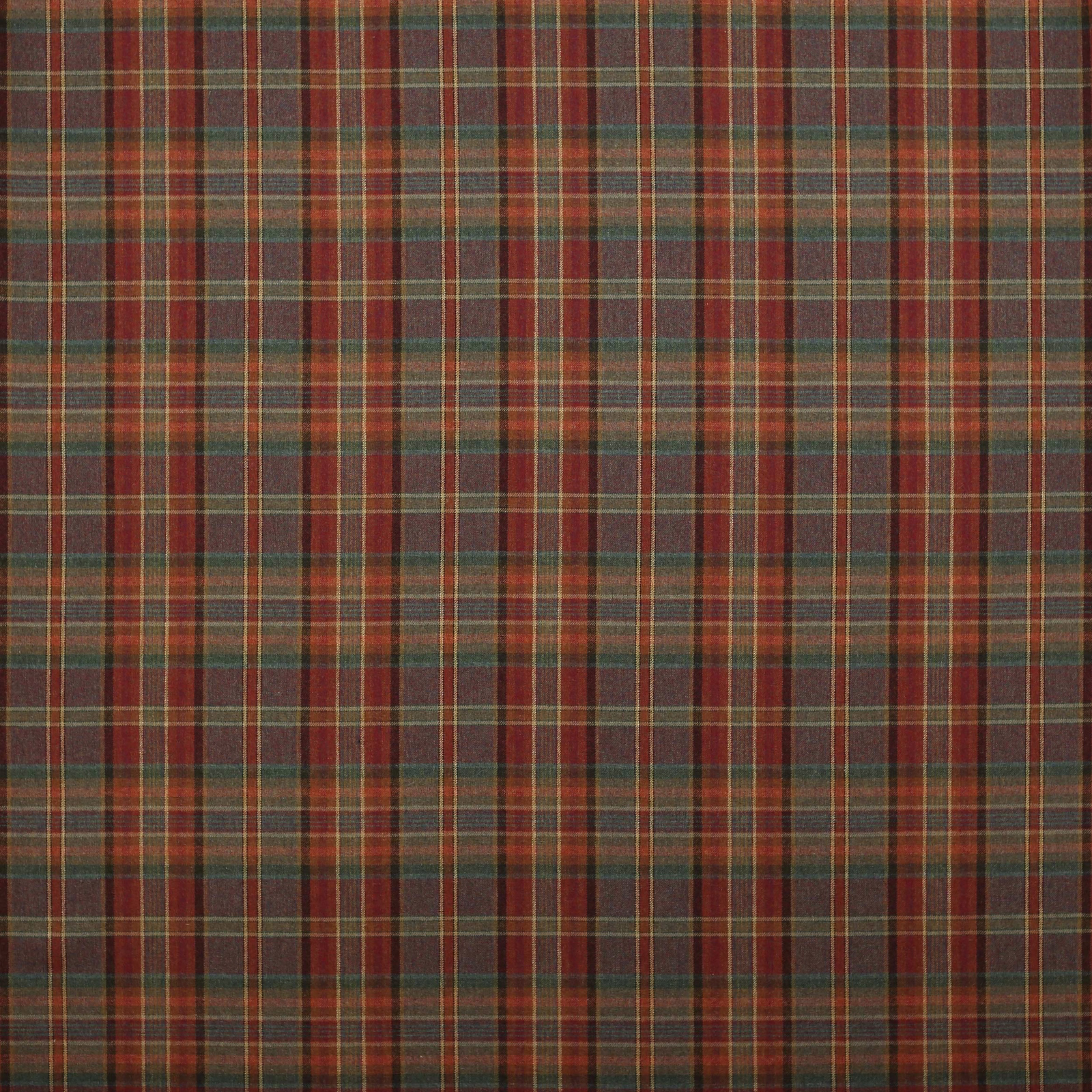 Red and sand tartan wool swatch with green and brown checks