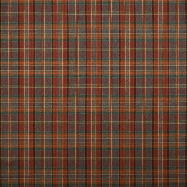 Red and sand tartan wool swatch with green and brown checks