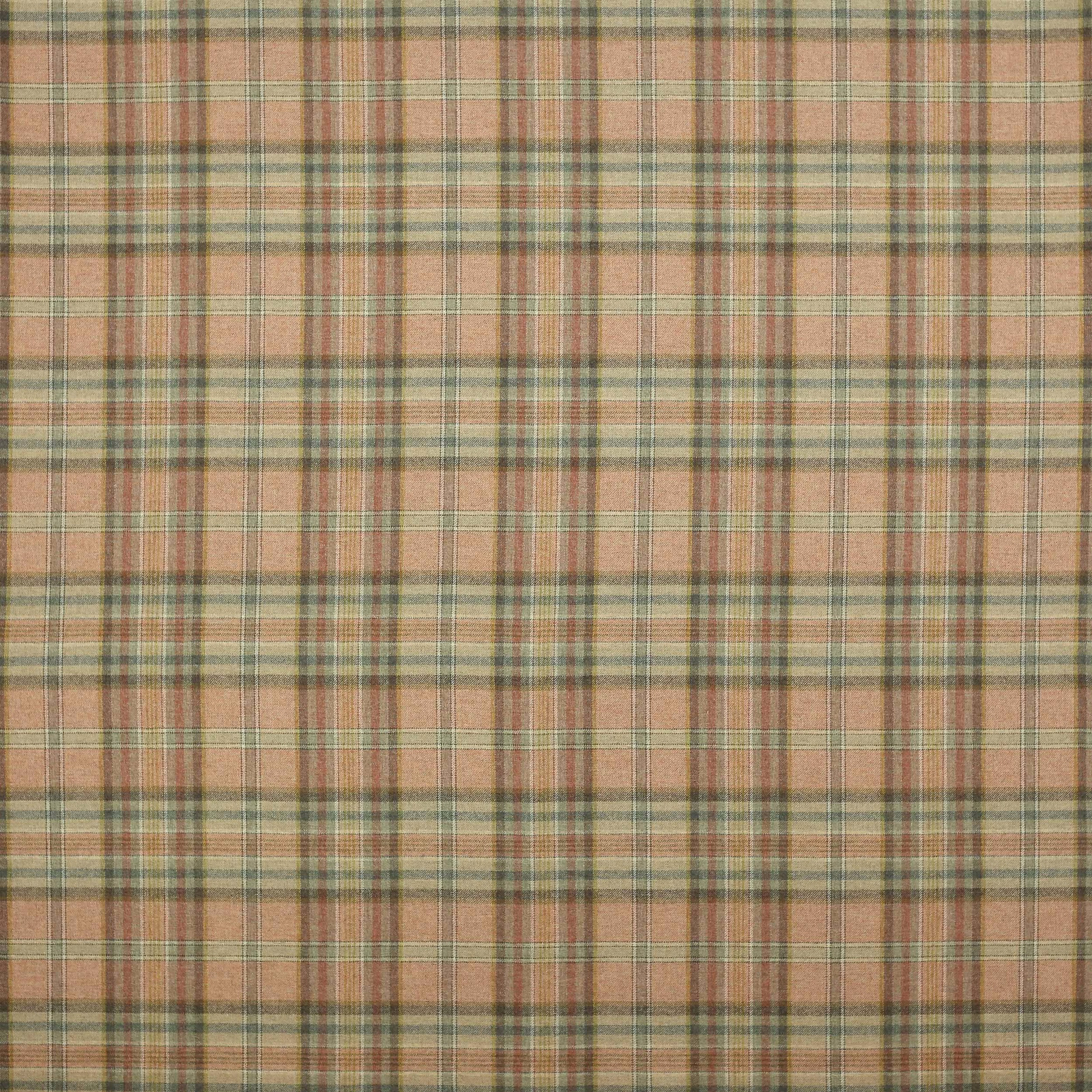 Soft salmon and beige plaid wool with muted green crosslines