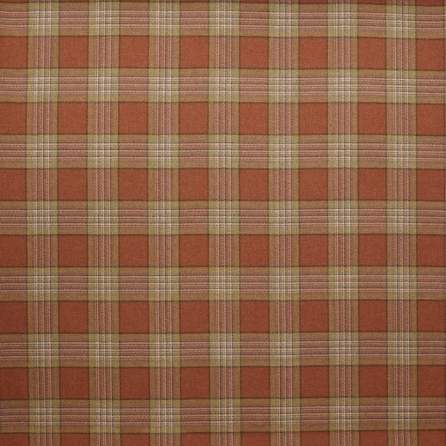 Tomato-red and green wool plaid with a classic checked weave