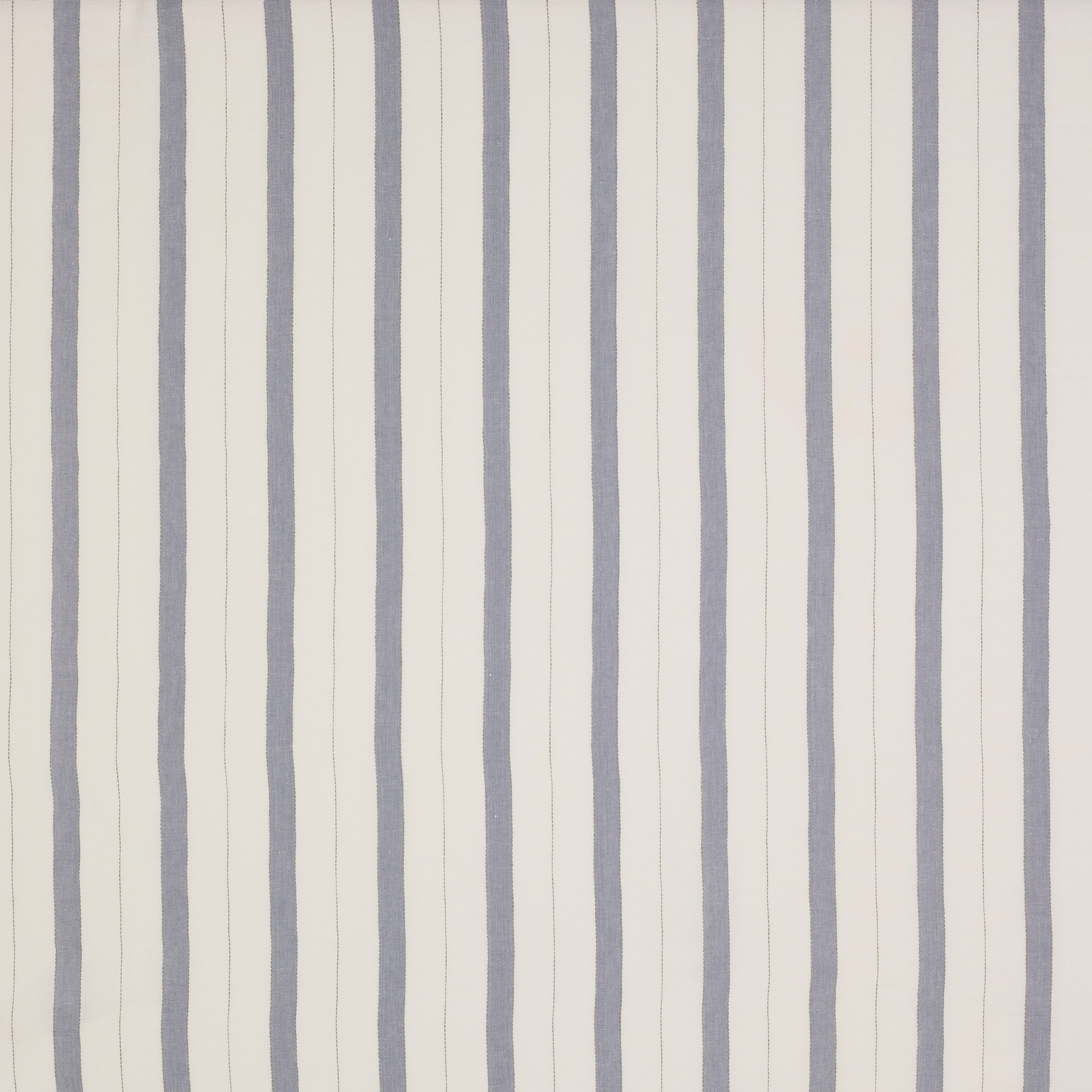 Ivory sheer linen with vertical soft blue stripes
