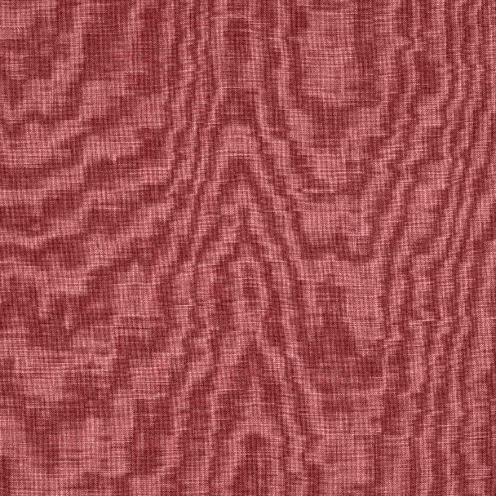 Muted rose-red plain linen fabric with fine natural weave texture