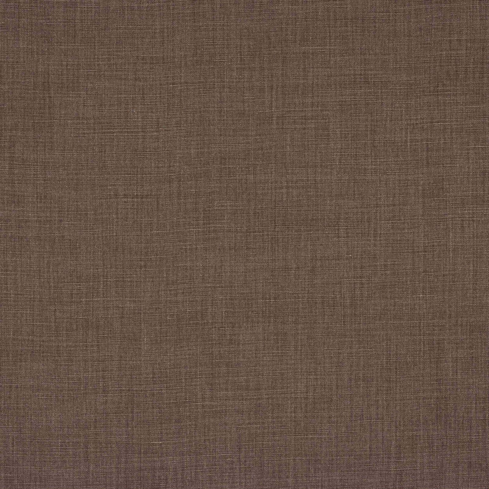 Close-up of warm umber brown plain-woven linen with subtle texture