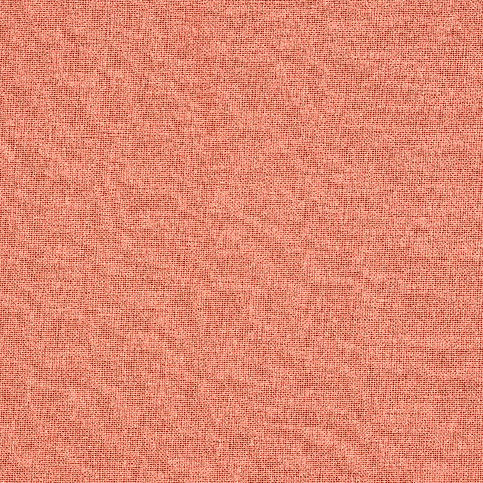 Warm coral-red plain linen swatch with fine natural weave