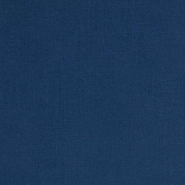 Dark denim-blue linen swatch with fine plain weave texture