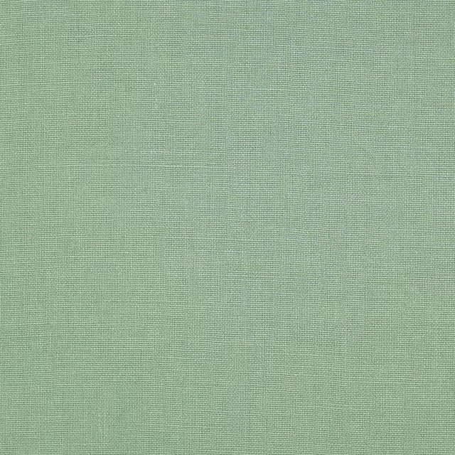 Pale jade green plain-woven linen swatch with a fine, matte texture