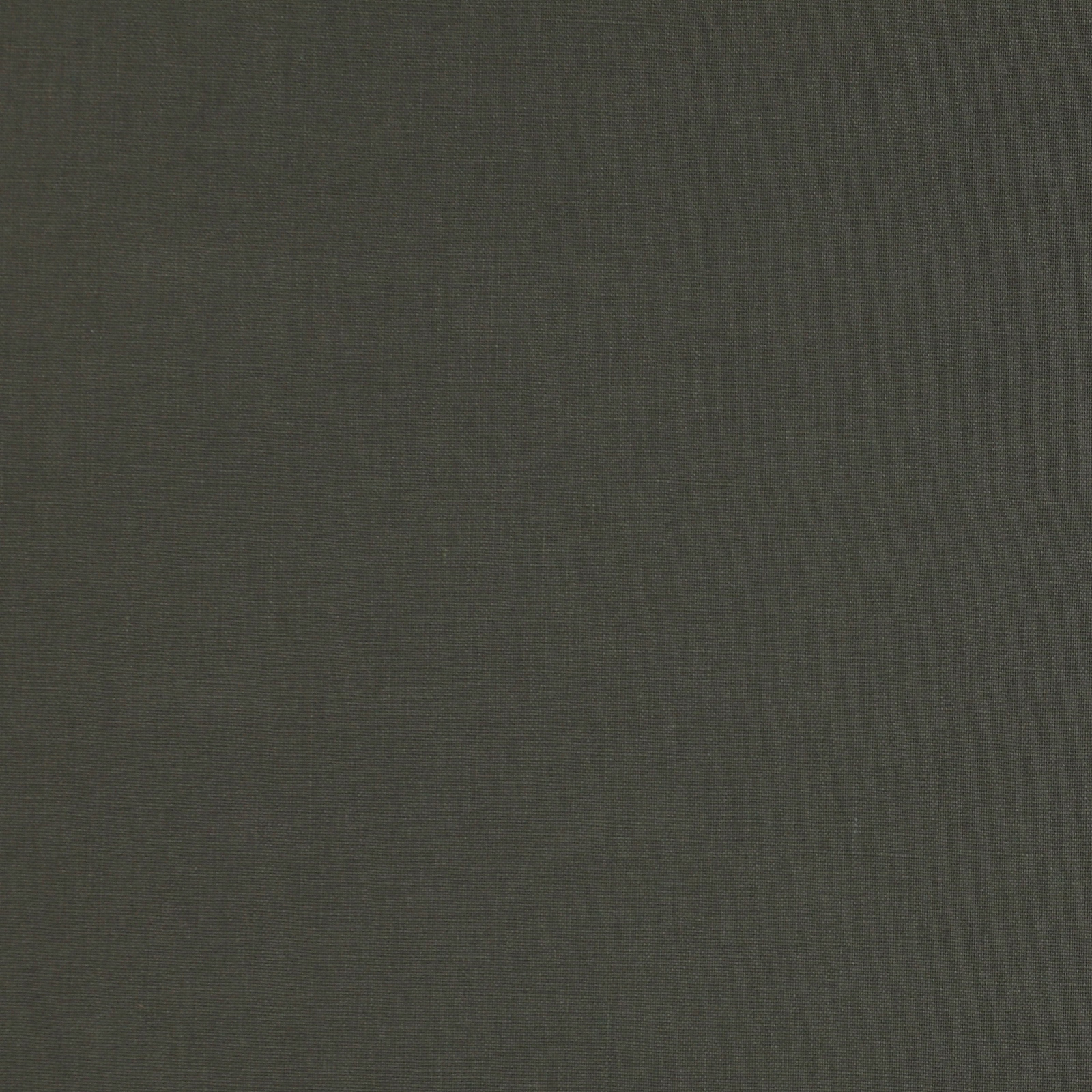 Close-up of deep moss olive plain-woven linen with subtle texture