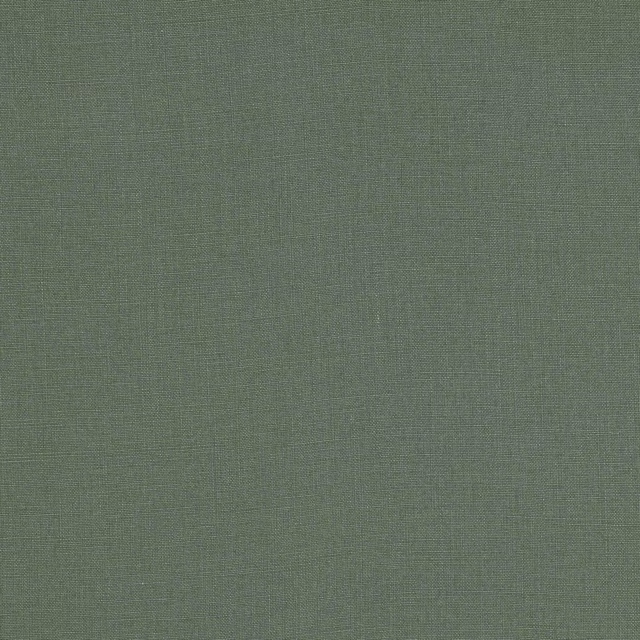 Close-up of muted sage green linen plain weave fabric