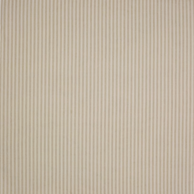 Fine beige vertical linen stripe swatch in warm biscuit tones