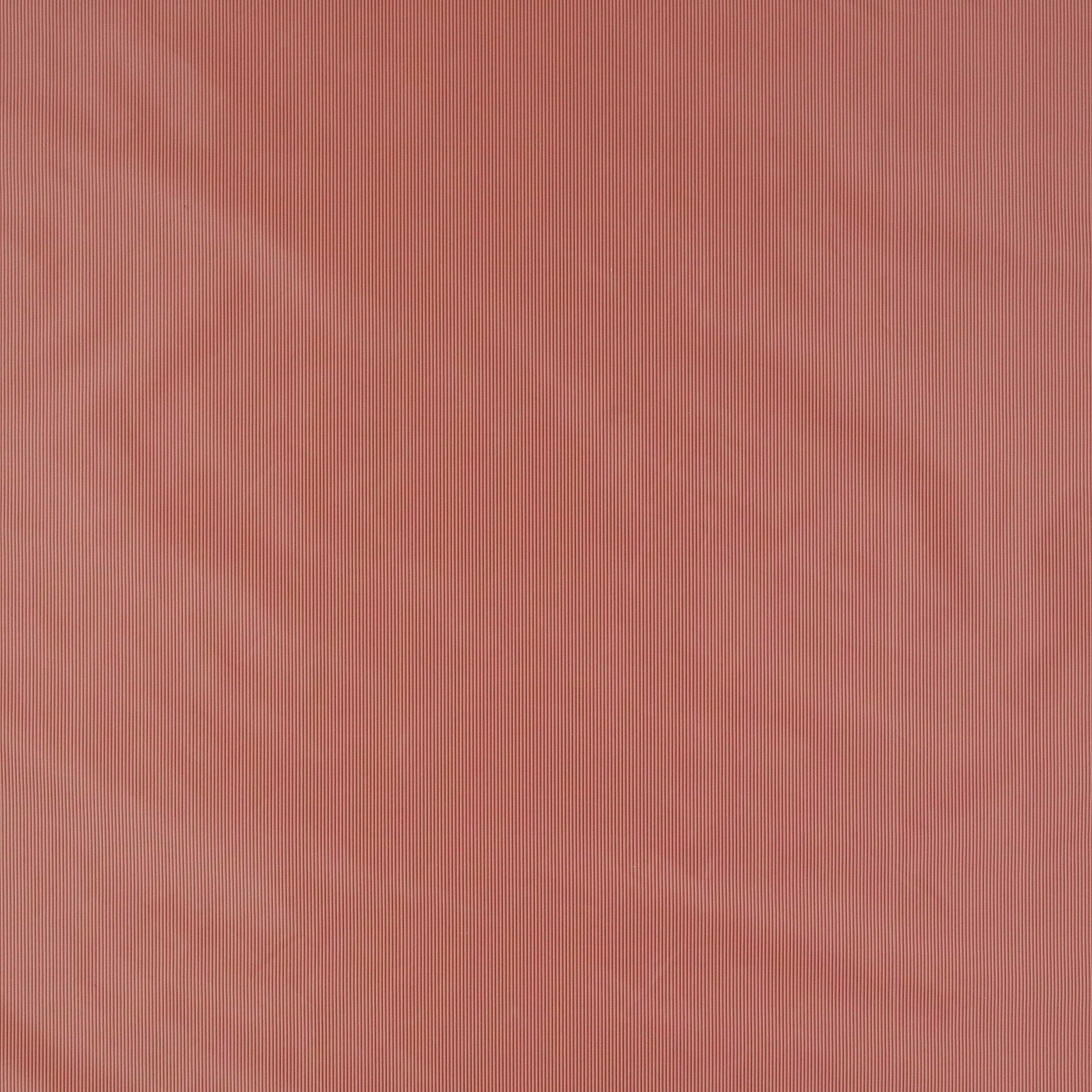 Muted coral-red silk with fine vertical ribbed texture and soft sheen
