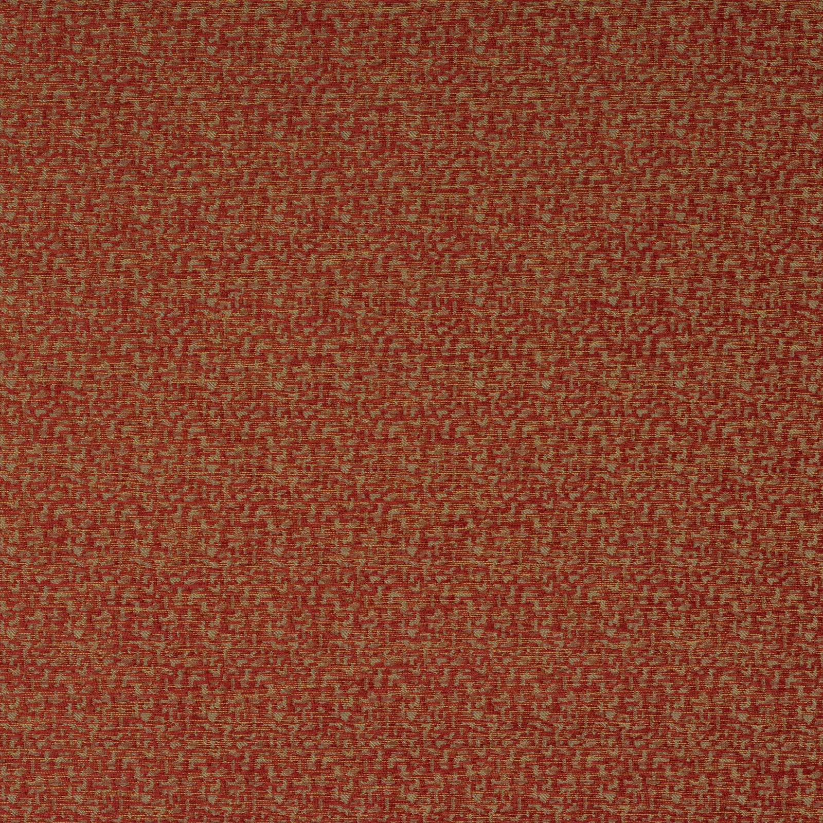 Close-up of warm rust-red textured woven fabric with fine mottled pattern