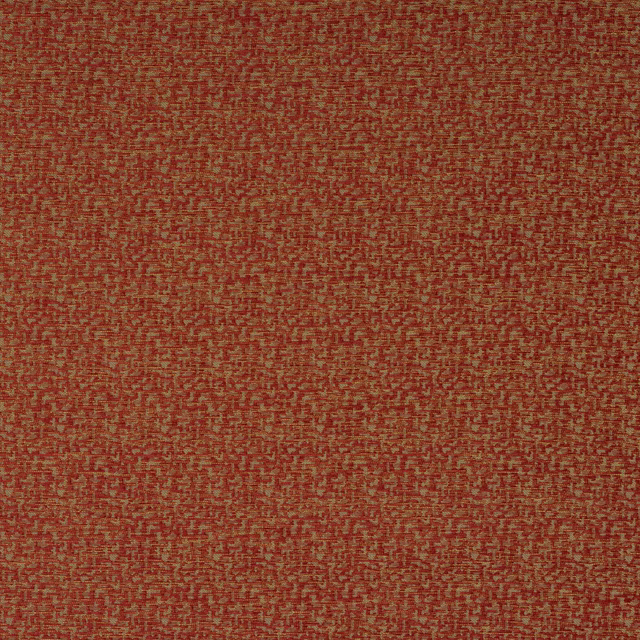 Close-up of warm rust-red textured woven fabric with fine mottled pattern
