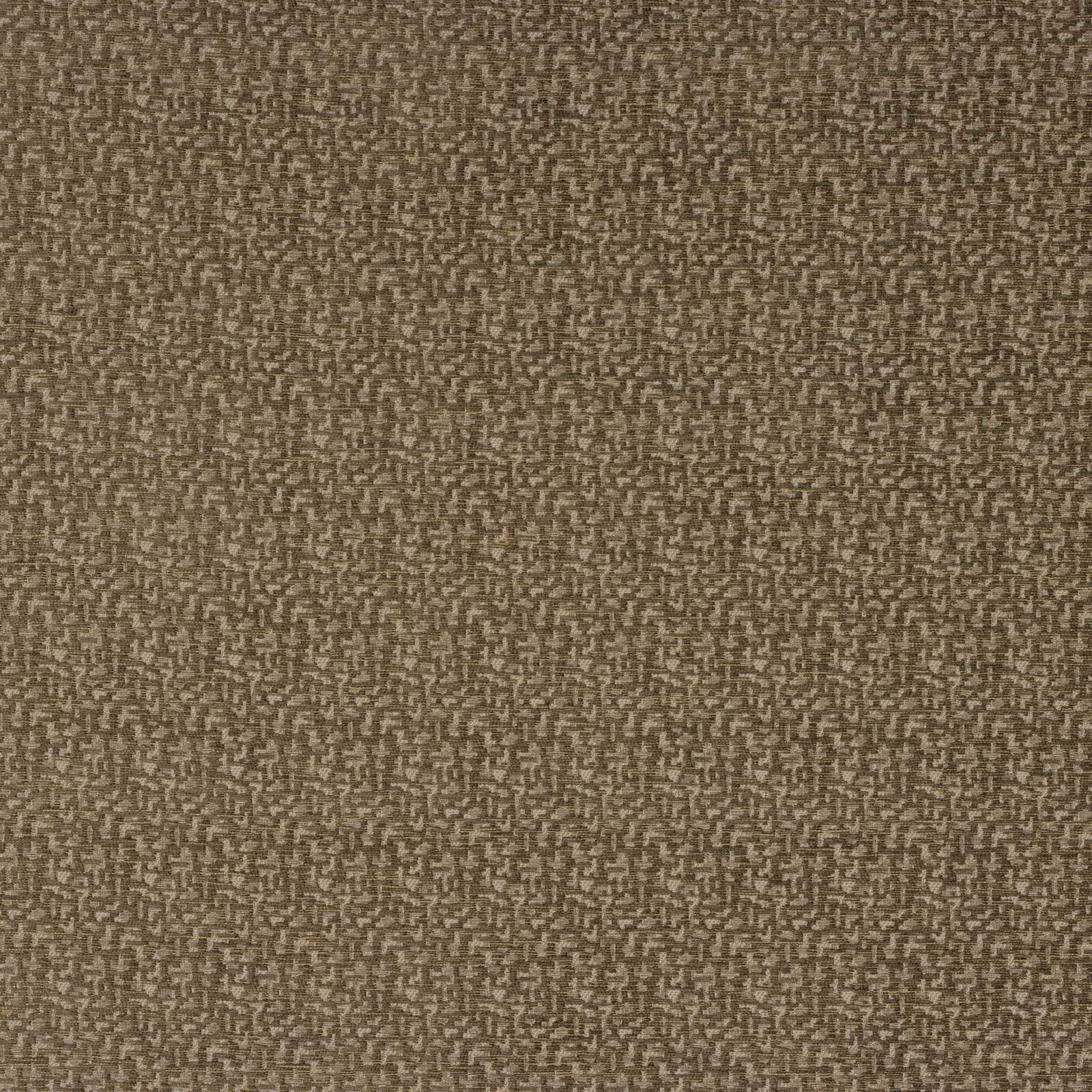 Close-up of warm taupe geometric woven fabric with small tonal pattern