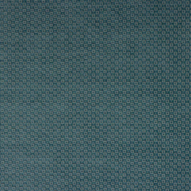 Teal-blue small geometric woven fabric with tiny square repeat