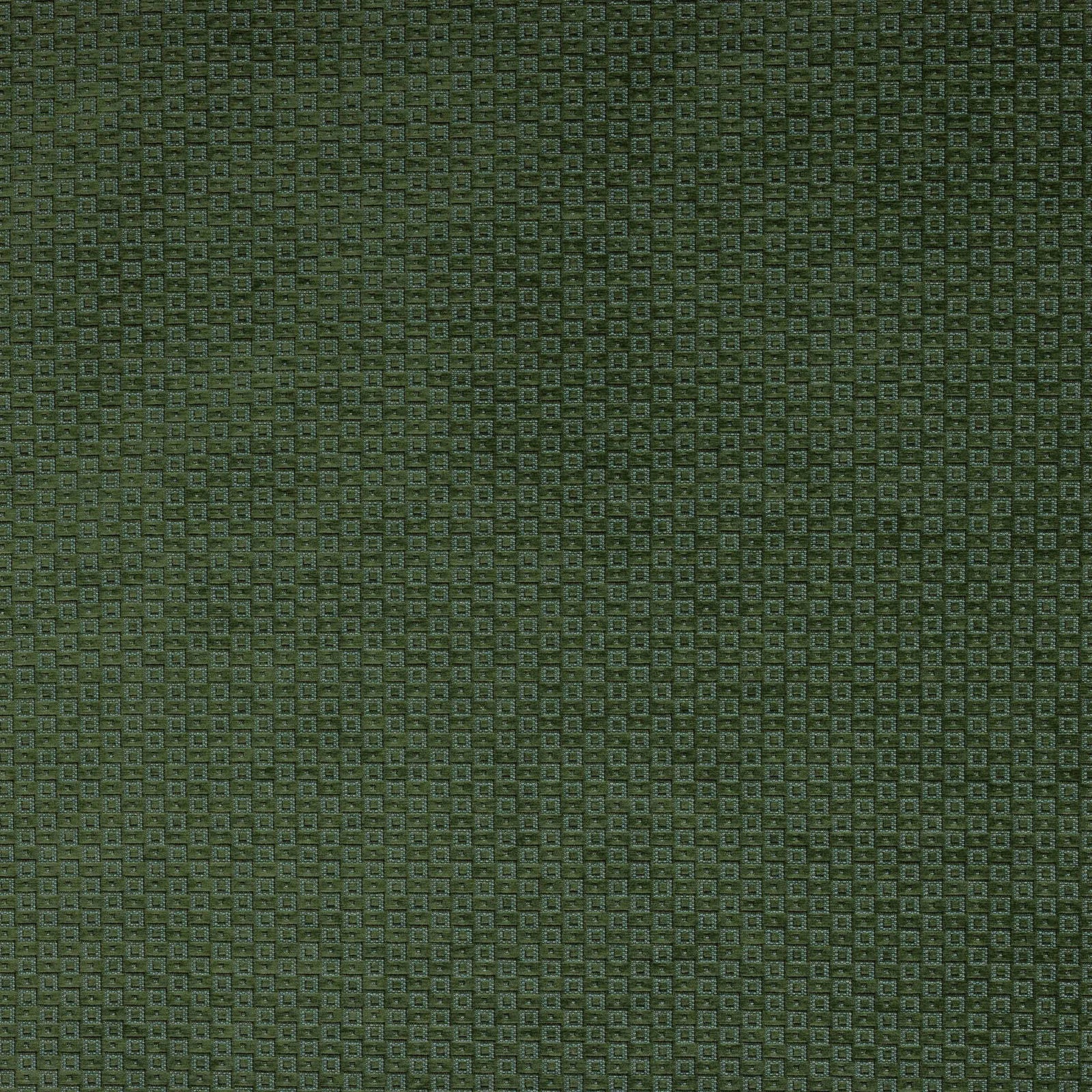 Deep emerald green woven fabric with a small geometric square pattern